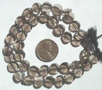 16 inch strand of 9x3mm Coin Smoky Quartz